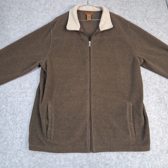 St. John's Bay Other - St. Johns Bay Fleece Jacket Mens LT Brown Full Zip Contrast Collar Tall